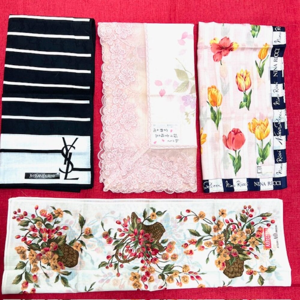 BUNDLE 4:  YSL--NINA RICCI-JP  -A.O. AtsukiScarf/Handker Cotton/Silk 25" 19"(88 - Picture 2 of 16